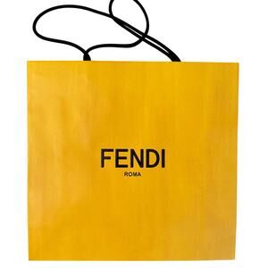 Fendi Roma Yellow Shopping Bag 16" x 15.75" Black Ribbon Handle – Authentic